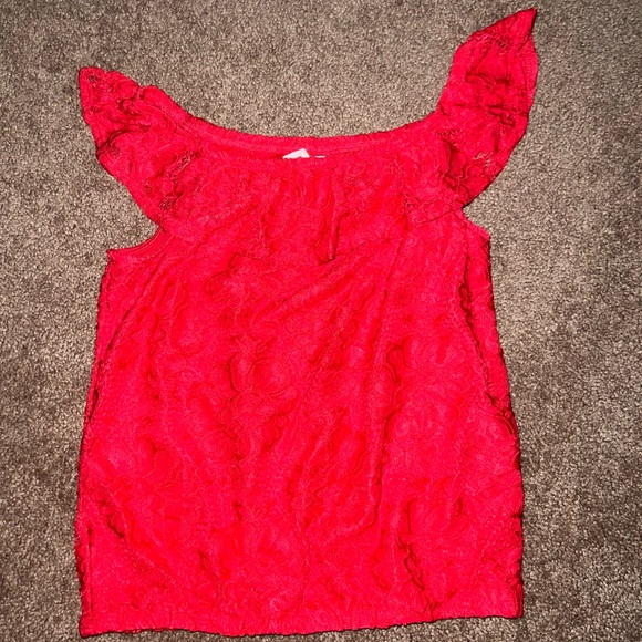 13/14 girls red ruffle blouse - Picture 2 of 2